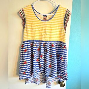 Matilda Jane Yellow & Blue Striped Blouse Size Medium